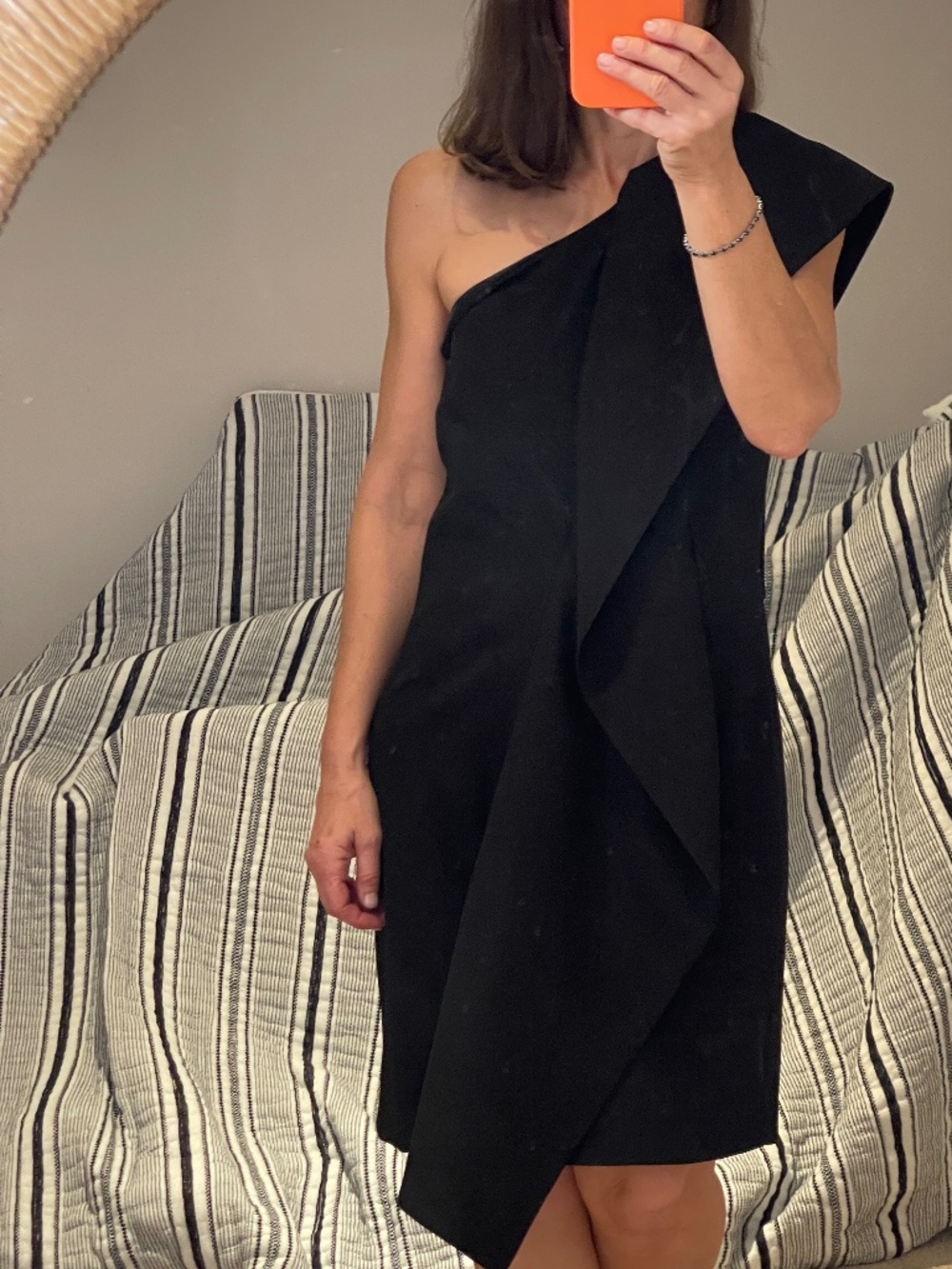Calvin Klein black evening dress 1 shoulder off short XS